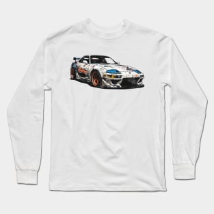 japanese vintage old school sport car manga anime art style Long Sleeve T-Shirt